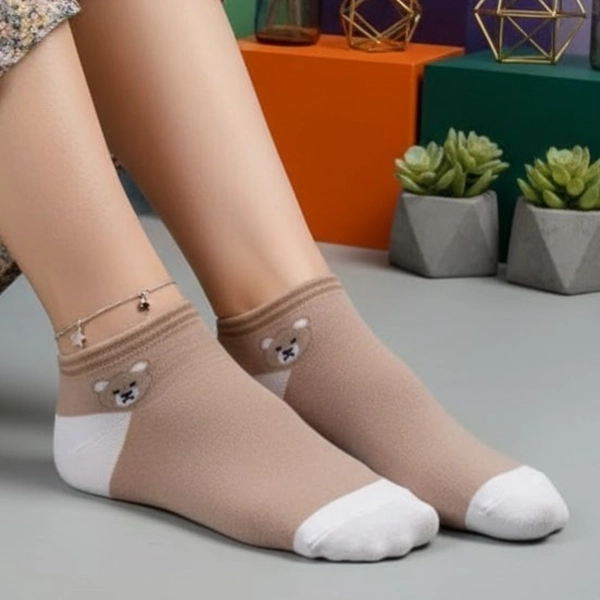 جوراب نیم ساق پنبه ای خرسی 7011 روما